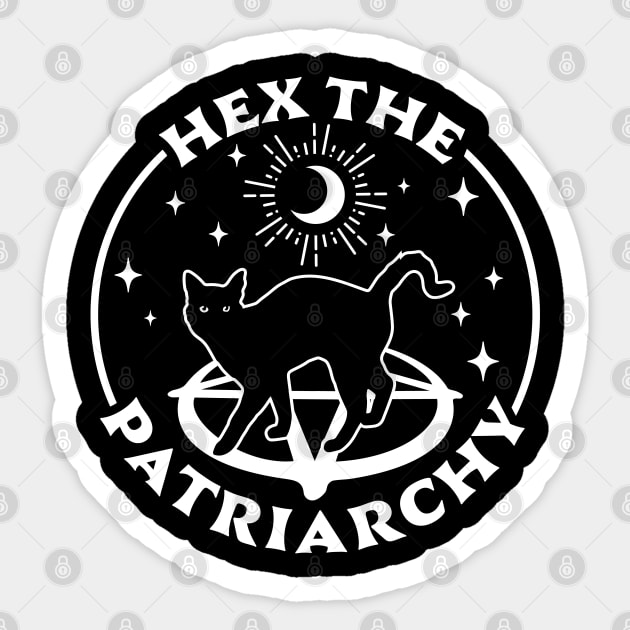 Hex The Patriarchy Feminist Witch Halloween Cat Gothic Goth Sticker by OrangeMonkeyArt